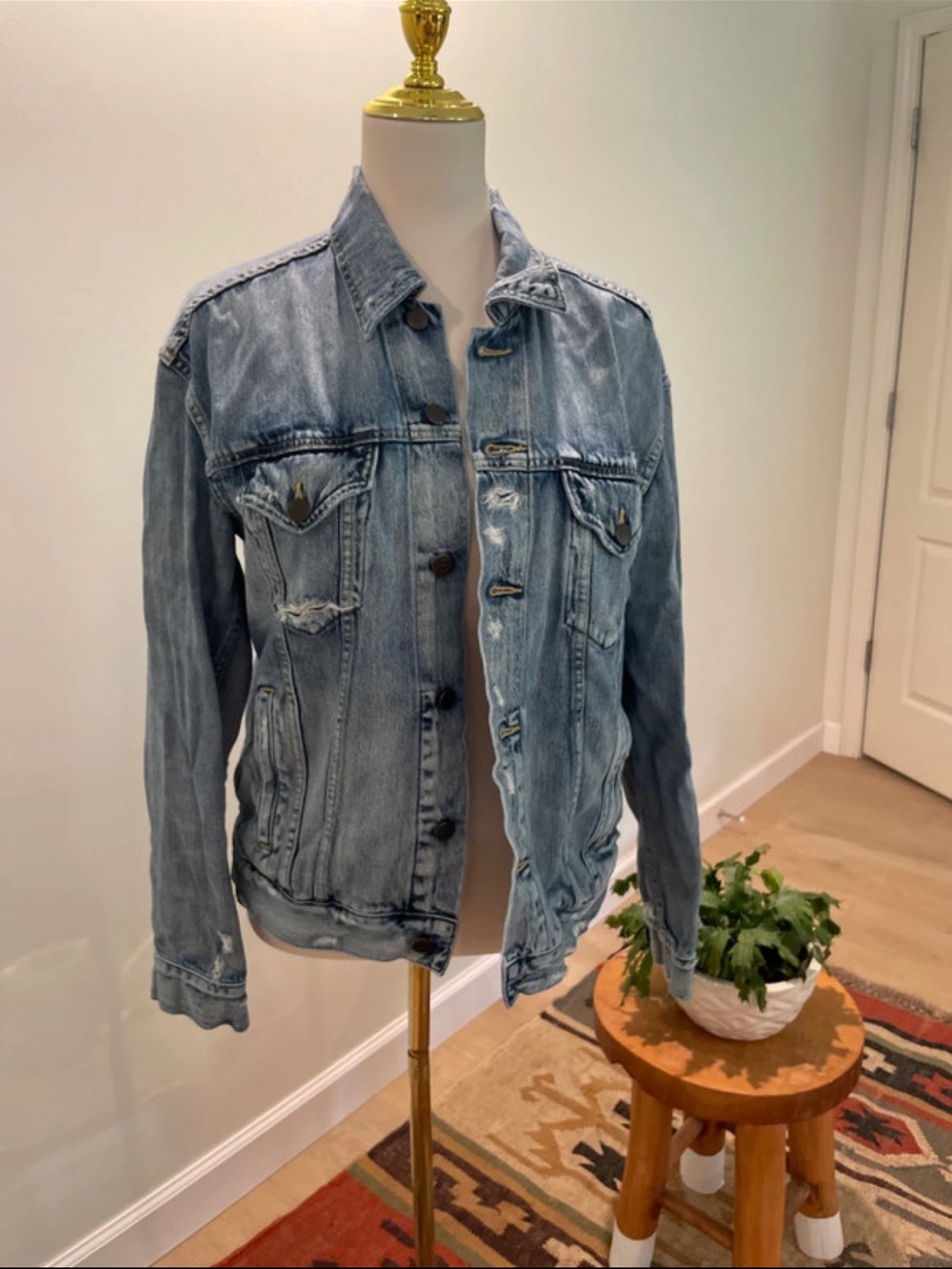 ABLE Merly Light Wash Distressed Denim Jacket